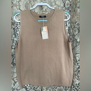 Women's Sleeveless Knit Tank Top in Taupe